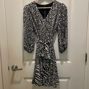 White House Black Market Zebra Floral Print Spring Summer Dress Sz 2